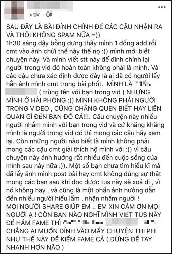 Mặc dù đã giải thích rõ ràng và khẳng định mình khồn phải người trong video, T.K.L vẫn bị nhiều người mắng chửi té tát. Mặc dù đã giải thích rõ ràng và khẳng định mình khồn phải người trong video, T.K.L vẫn bị nhiều người mắng chửi té tát.