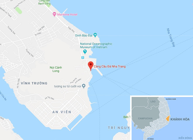 Vị trí Cảng Cầu Đá (chấm đỏ). Ảnh: Google Maps. Vị trí Cảng Cầu Đá (chấm đỏ). Ảnh: Google Maps.