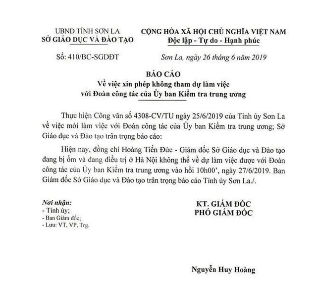 Văn bản báo cáo của Sở GD&ĐT Sơn La gửi tỉnh ủy Sơn La. Văn bản báo cáo của Sở GD&ĐT Sơn La gửi tỉnh ủy Sơn La.