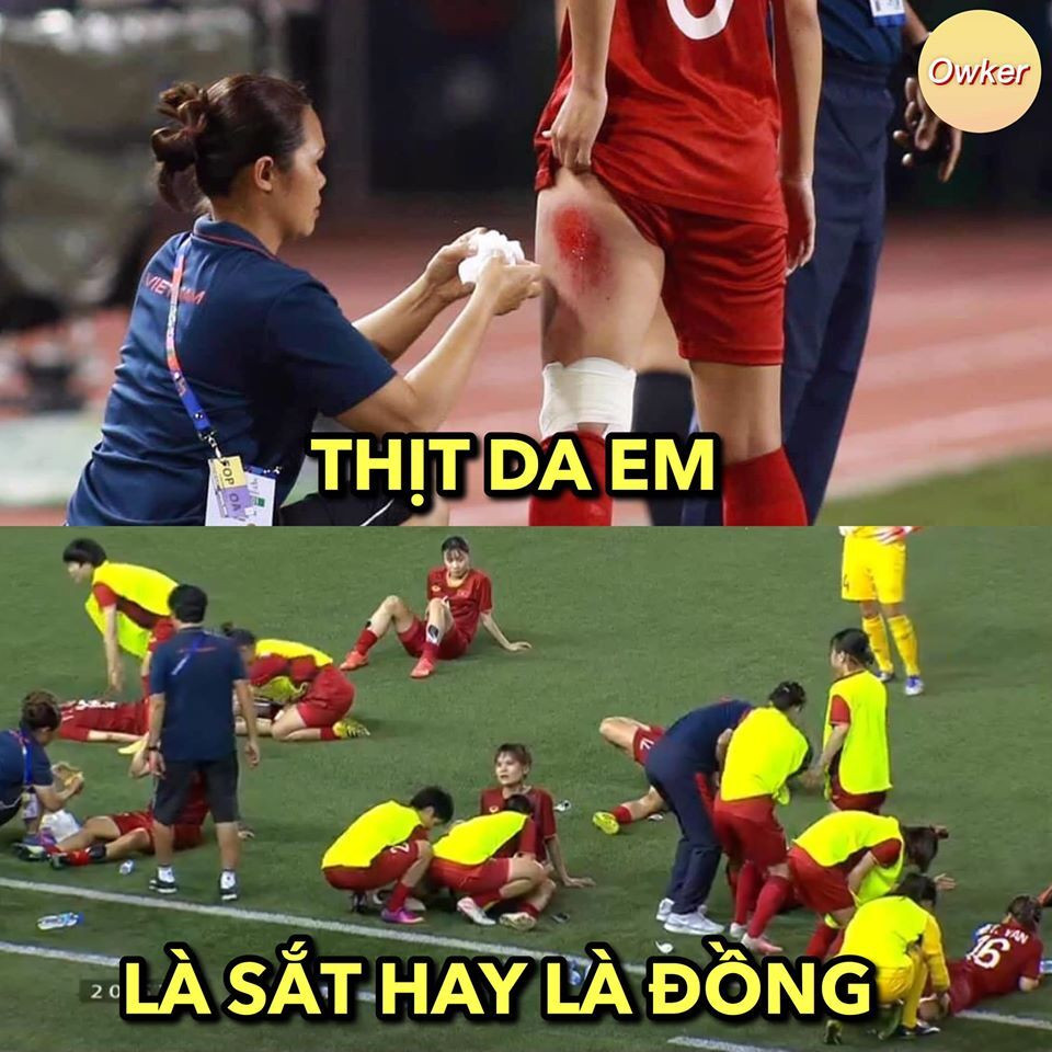 Hình ảnh hậu vệ Chương Thị Kiều bị chảy máu; hay các cầu thủ lăn xả dù bị thương khiến nhiều người xúc động. Hình ảnh hậu vệ Chương Thị Kiều bị chảy máu; hay các cầu thủ lăn xả dù bị thương khiến nhiều người xúc động.
