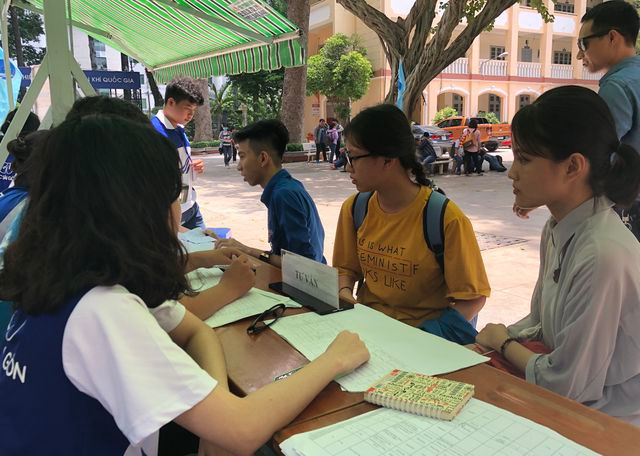 Các thí sinh nhập học vào trường ĐH Sài Gòn sáng 12/8. Các thí sinh nhập học vào trường ĐH Sài Gòn sáng 12/8.