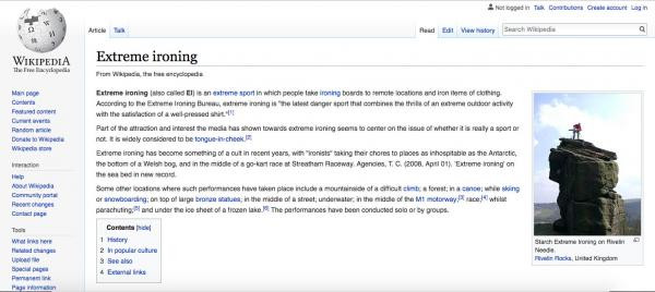 Định nghĩa Extreme Ironing trên Wikipedia Định nghĩa Extreme Ironing trên Wikipedia