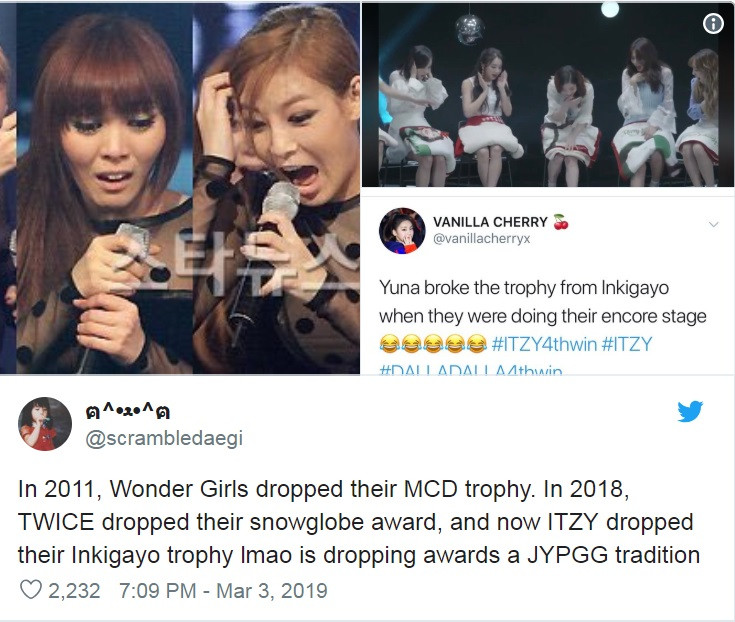 Các nhóm nữ nhà JYP đều đã từng đánh rơi giải thưởng