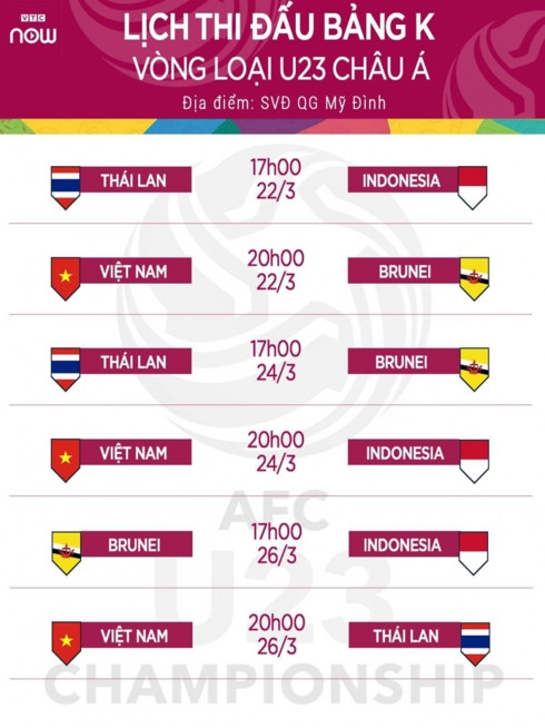 Lịch thi đấu bảng K vòng loại U23 châu Á. Lịch thi đấu bảng K vòng loại U23 châu Á.