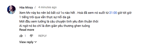 Hoà Minzy cũng không tiếc lời khen.