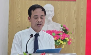 Tân Giám đốc Sở Công thương tỉnh Lạng Sơn Bùi Quốc Khánh phát biểu nhận nhiệm vụ. Ảnh: Duy Chiến. 