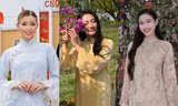 Dàn Hoa - Á hậu Việt xúng xính áo dài, đẹp tựa nàng Xuân trong ngày mùng 1 Tết