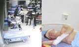 Hình ảnh vụ việc được Camera tại phòng trực của Bệnh viện ghi lại và nạn nhân. Ảnh: Báo Thái Nguyên