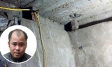Đối tượng Nguyễn Hữu Dân và căn hầm trong nhà để cất giấu ma túy. Ảnh công an cung cấp