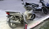 Chiếc xe máy bị hư hỏng sau vụ cháy