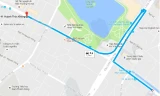 Từ ngày 5-15/12, các phương tiên có nhu cầu đi từ Thái Hà - Huỳnh Thúc Kháng theo hướng Thái Hà - Láng Hạ - đến điểm quay đầu Thành Công - Huỳnh Thúc Kháng (hướng đường màu xanh)
