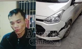 Đối tượng cướp taxi Nguyễn Văn Tú cùng chiếc xe taxi bị hư hại sau va chạm