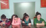 Các đối tượng bị bắt (từ trái qua phải), gồm: Lê Ngọc Nguyệt; Trần Thị Hoàng Yến; Nguyễn Thị Kim Hai; Nguyễn Thúy An