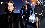 Con gái Cindy Crawford để ngực trần catwalk cùng 'báo đen' Naomi Campbell