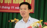 Ủy viên Bộ Chính trị, Trưởng ban Tuyên giáo Trung ương Võ Văn Thưởng phát biểu tại buổi tiếp xúc