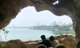 Giới trẻ thích thú 'chui hang động' uống cafe, ngắm hồ Tây ở Hà Nội