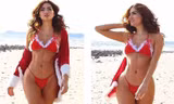 Sao Hollywood diện bikini bé xíu, hóa ‘bà già Noel’ nóng bỏng trên bãi biển