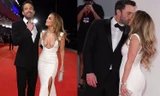 Jennifer Lopez diện đầm khoét ngực siêu bạo, ‘khóa môi’ Ben Affleck nồng nàn