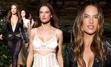 Alessandra Ambrosio diện váy xẻ ngực sâu hút, lộ vòng 1 ‘không nội y’ đi catwalk
