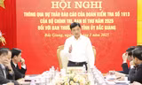 Ủy viên Bộ Chính trị, Bí thư Trung ương Đảng, Chủ nhiệm Ủy ban Kiểm tra Trung ương Nguyễn Duy Ngọc kết luận hội nghị. Ảnh: Nguyễn Thắng