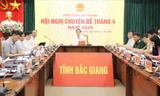 UBND tỉnh Bắc Giang họp chuyên đề tháng tháng 4. Ảnh: Nguyễn Thắng