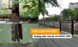Lan can bảo vệ nhiều con sông ở Hà Nội xuống cấp hoen gỉ, xiêu vẹo