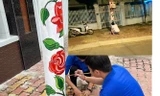 Cột điện 'nở hoa' nhờ bàn tay khéo léo của đoàn viên