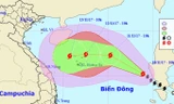 Vị trí và hướng di chuyển của cơn bão số 13. Ảnh: NCHMF.