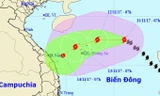Vị trí và hướng di chuyển của cơn bão số 13. Ảnh: NCHMF.