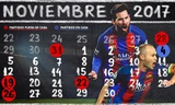 Lịch đấu của Barca trong tháng 11, với các trận quan trọng được bôi màu.Màu đỏ là trên sân khách, màu xanh là trên sân nhà.