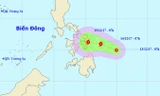 Vị trí và hướng di chuyển của áp thấp nhiệt đới. Ảnh: NCHMF.