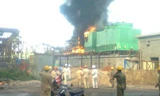 Cháy dữ dội khu sản xuất gang thép Hòa Phát