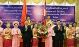 Tiệc chiêu đãi trọng thể chào mừng Chủ tịch nước Võ Văn Thưởng tại CHDCND Lào