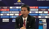 HLV Hoàng Anh Tuấn tại cuộc họp báo sau trận Việt Nam-Honduras (ảnh Nguyên Phong