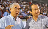 Ông Đoàn Nguyên Đức (phải) và Chủ tịch VFF Lê Hùng Dũng.