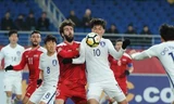 U23 Syria (áo đỏ) ở trận đấu với Hàn Quốc