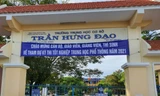 Điểm thi trường THCS Trần Hưng Đạo bị dừng sáng nay. Ảnh CTV