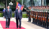 Tổng Bí thư, Chủ tịch nước Lào đón, hội đàm với Chủ tịch nước Nguyễn Xuân Phúc