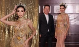 Thuỳ Tiên mặc váy dát vàng nóng bỏng, sánh vai chủ tịch dự chung kết Miss Grand Chiang Mai