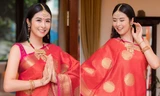 Hoa hậu Ngọc Hân đẹp lộng lẫy khi mặc trang phục truyền thống Sari của Ấn Độ