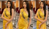 Ngọc Thảo mặc màu vàng 'phong thuỷ' cực lộng lẫy bước vào vòng phỏng vấn ở Miss Grand 