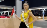 Mặc màu vàng 'phong thuỷ' ra sân bay sang Thái Lan, Á hậu Ngọc Thảo gây 'bão like' trên trang chủ Miss Grand