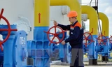 Công nhân vận hành một trạm bơm thuộc đường ống dẫn khí đốt tại thị trấn Boyarka ở Kiev, Ukraine. (Nguồn: AFP/TTXVN)