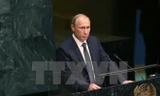 Tổng thống Nga Vladimir Putin phát biểu tại khóa họp lần thứ 70 Đại Hội đồng Liên hợp quốc ở New York. (Nguồn: AFP/TTXVN)