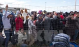 Người di cư chờ tới Đức tại khu vực cửa khẩu Hegyeshalom, khu vực biên giới Áo-Hungary ngày 6/9. (Nguồn: THX/TTXVN)
