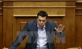 Thủ tướng Hy Lạp Alexis Tsipras tại phiên họp Quốc hội ở thủ đô Athens ngày 14/8. (Ảnh: AFP/TTXVN)