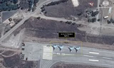 Ảnh được cho là chụp các chiến đấu cơ Su-27 của Nga tại một sân bay Syria hồi cuối tuần trước.Ảnh: Sina
