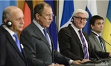 (Từ trái qua phải) Ngoại trưởng Pháp - Laurent Fabius, Ngoại trưởng Nga - Sergei Lavrov, Ngoại trưởng Đức - Frank-Walter Steinmeier và Ngoại trưởng Ukraine - Pavlo Klimkin