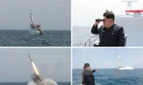 Nhà lãnh đạo Kim Jong-un đã ra lệnh bắn thử và theo dõi tên lửa trên phóng đi từ một tàu ngầm. Ảnh: Yonhap/TTXVN