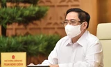 Thủ tướng Chính phủ Phạm Minh Chính triệu tập cuộc họp trực tuyến với tỉnh Bắc Giang, Bắc Ninh và các lực lượng chống dịch tại địa phương này - Ảnh: VGP/Nhật Bắc. Ảnh Chinhphu.vn